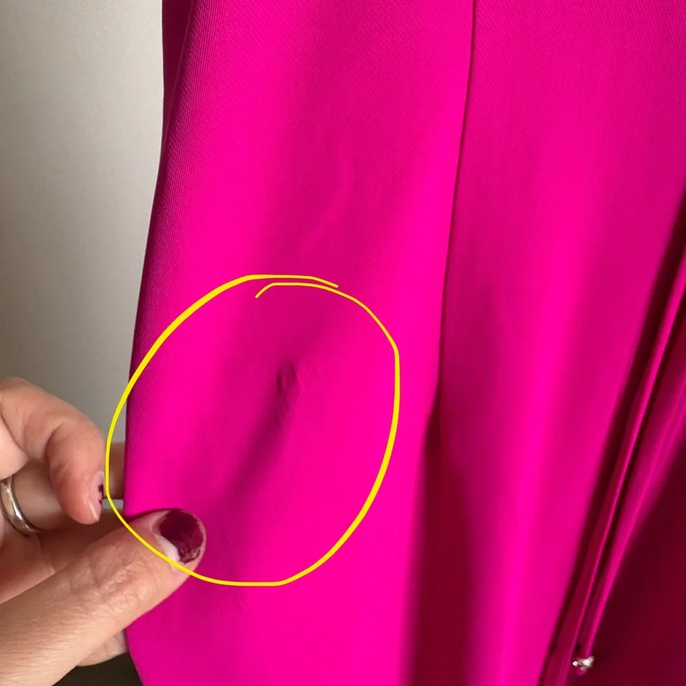 Halston Heritage Hot Pink Halter Maxi Dress with Floral Neck Detail - Picture 16 of 16